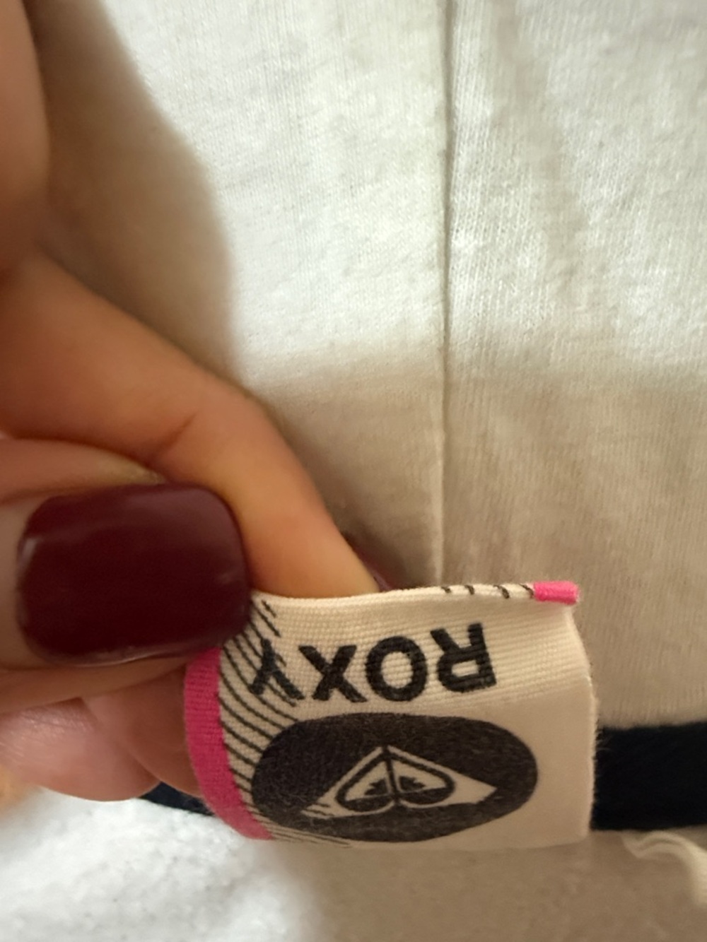 Roxy Women's White Zip-Up Hoodie with Hood and Front Pockets - Picture 5 of 5